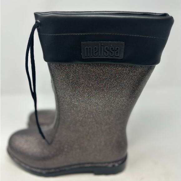 Mel by Melissa Other - Mel Dreamed‎ by Melissa Girl's Black Glitter Rain Boot Ruffle Me This Size 3